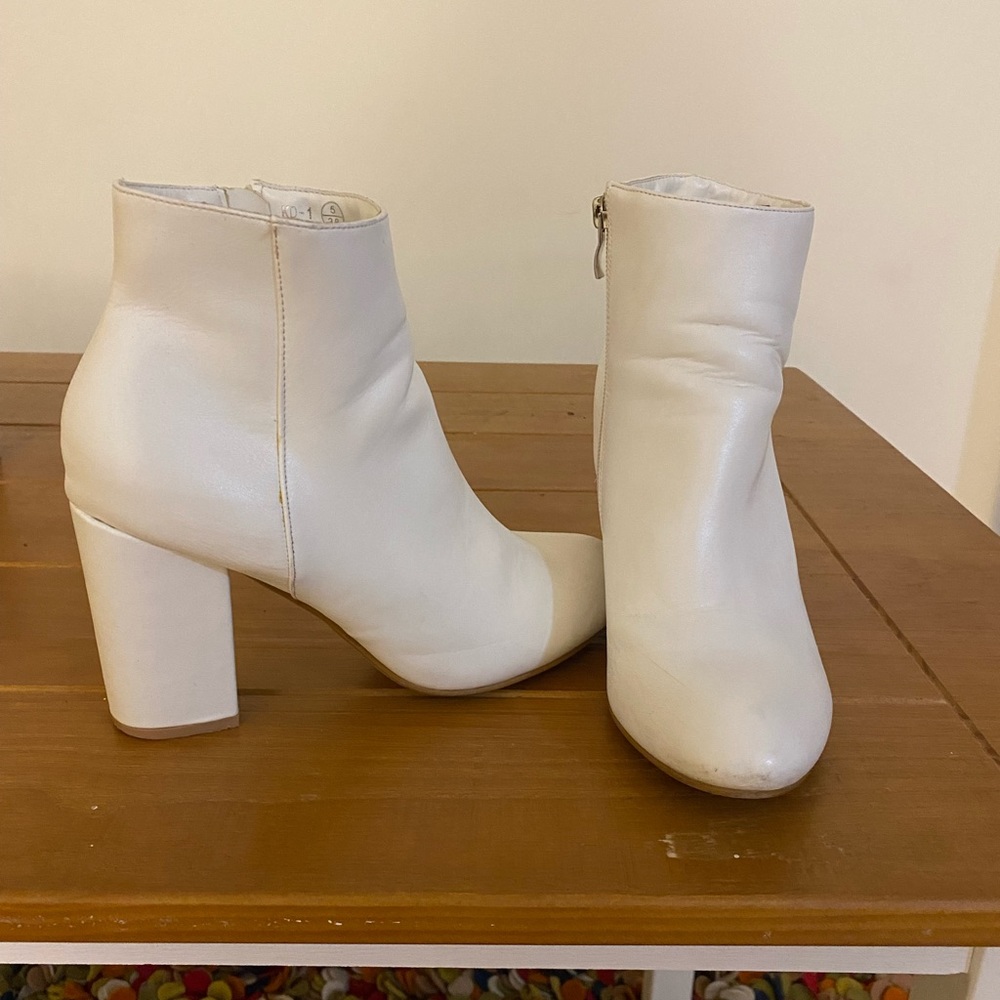 White Leather Booties!